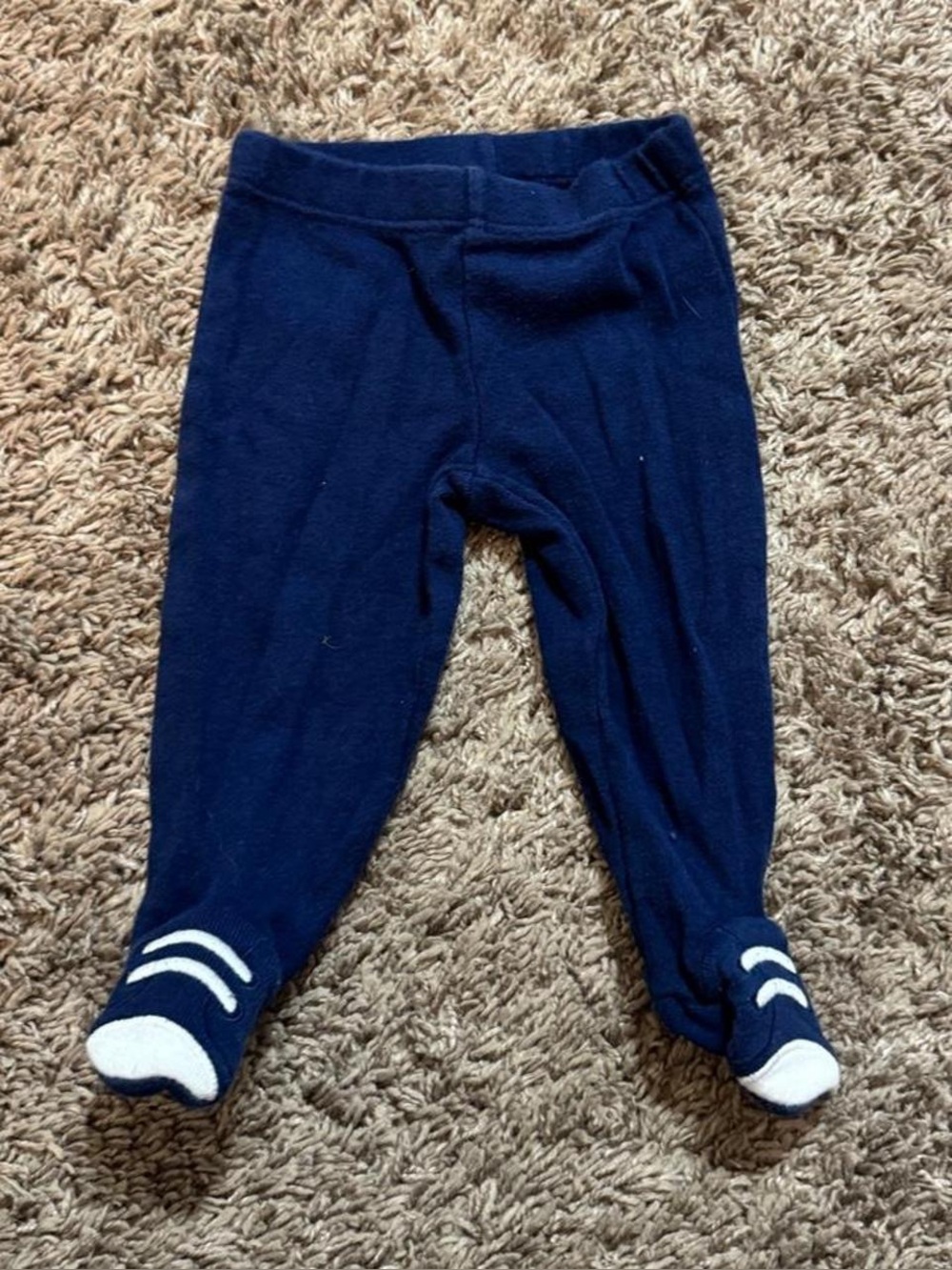 Carter’s Navy Blue Footed Baby Pants Sneaker Sock Feet Newborn NB